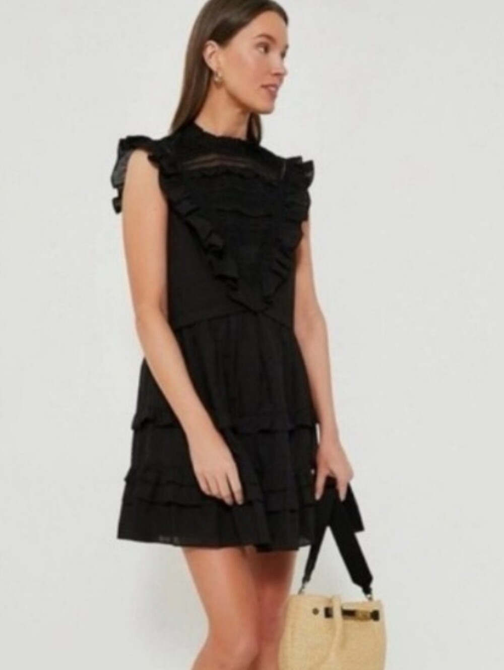 Tuckernuck Pomander Place Black Ruffle Tiered Mini Dress
